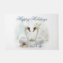 Elegante Waterverf Zwanen Kerst Mis Doormat