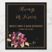 Elegante Waterverf Zwart Goud Bourgogne Wijn Etiket (Enkel label)