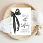 Elegante Waterverf Zwart Strik 40e Verjaardagsfees Kaart