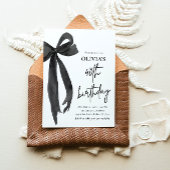 Elegante Waterverf Zwart Strik 40e Verjaardagsfees Kaart