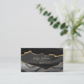 elegante waterverf zwart-wit en goudagaat visitekaartje (Staand voorkant)