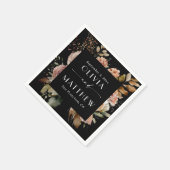 Elegante waterverf zwarte herfst boho bloemenbruil servet (Hoek)