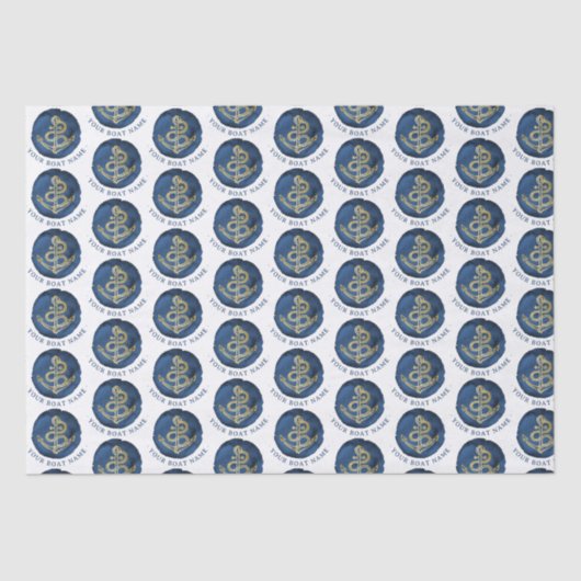 Elegante waterverfanker Nautisch naam Navy Blue Tissuepapier (Voorkant)