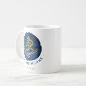 Elegante waterverfanker Nautische naam Navy-blauw Koffiemok (Voorkant links)