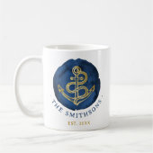 Elegante waterverfanker Nautische naam Navy-blauw Koffiemok (Links)