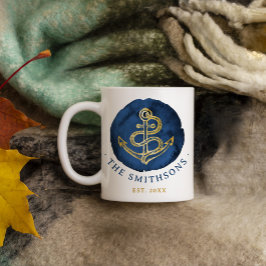 Elegante waterverfanker Nautische naam Navy-blauw Koffiemok