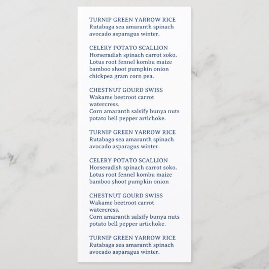 Elegante waterverfanker Nautische naam Navy-blauw Menu (Achterkant)