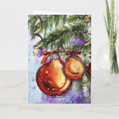 Elegante waterverfcandle & kerstversiering feestdagen kaart (Achterkant)