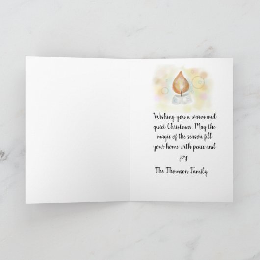Elegante waterverfcandle & kerstversiering Kerstmi Feestdagen Kaart (Binnen)