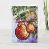 Elegante waterverfkaars en kerstversiering feestdagen kaart (Voorkant)