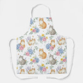Elegante waterverfkatten en bloemmotieven schort (Voorkant)