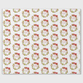 Elegante waterverfmistelkrans en rode strik  cadeaupapier (Vlak)