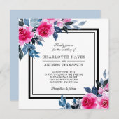 Elegante waterverfrozen vierkante bruiloft kaart (Voorkant / Achterkant)