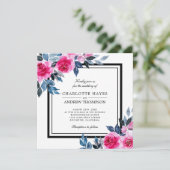 Elegante waterverfrozen vierkante bruiloft kaart (Staand voorkant)