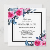 Elegante waterverfrozen vierkante bruiloft kaart (Voorkant)