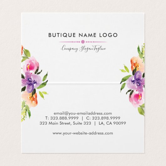 Elegante Waterverven bloemenkrans Visitekaartje (Binnenkant ongevouwen)