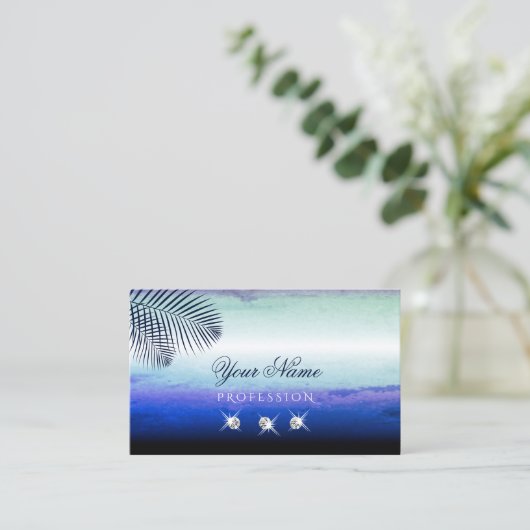 Elegante Waterverven Sky Clouds Sparkling Diamonds Visitekaartje (Staand voorkant)