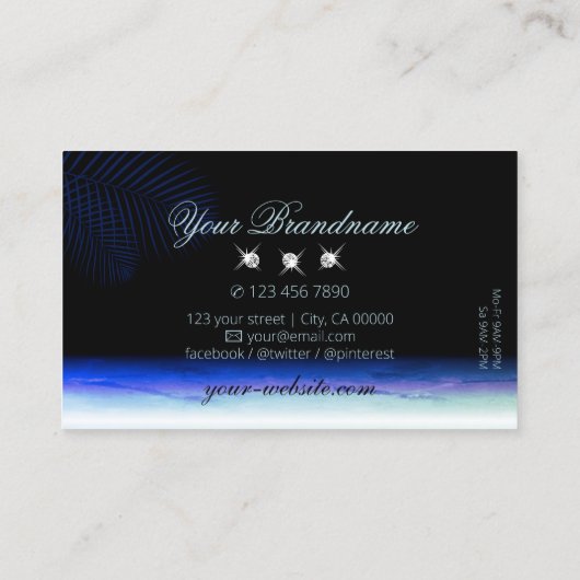 Elegante Waterverven Sky Clouds Sparkling Diamonds Visitekaartje (Achterkant)