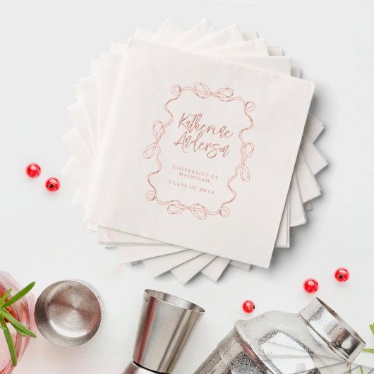 Elegante Wavy Border Bow Graduation Party Folie Servetten