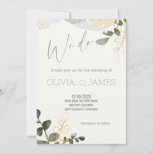 Elegante "We Do" bruiloft - Modern romantisch fees Kaart (Voorkant)