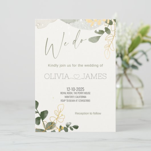 Elegante "We Do" bruiloft - Modern romantisch fees Kaart (Staand voorkant)