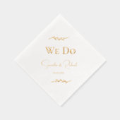 Elegante "We Do" Paren Namen & Trouwdatum Goud Folie Servetten (Rechts)