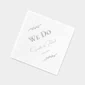 Elegante "We Do" Paren Namen Trouwdatum Zilver Folie Servetten (Links)