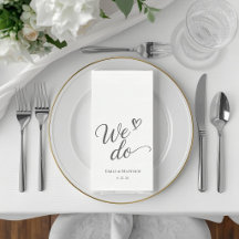 Elegante 'We Do' Script Op Maat Gemaakte Trouw Gas