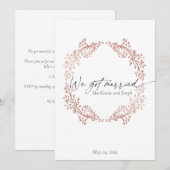 Elegante We Got Married Trouwkaart Roze Aankondiging (Voorkant / Achterkant)