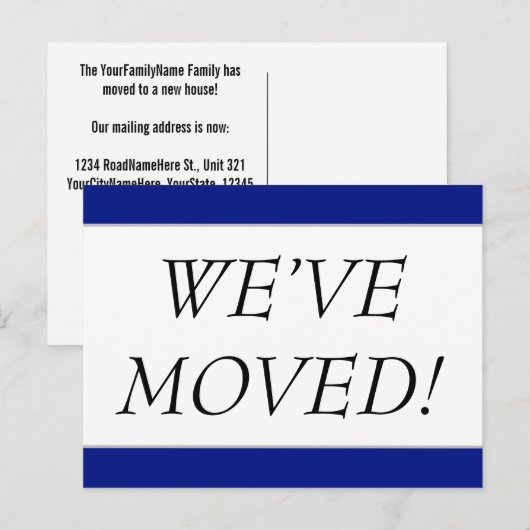 Elegante "WE ZIJN VERHUISD!" verhuisbericht-ansich Aankondigingskaart (Voorkant / Achterkant)