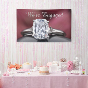 Elegante ‘We zijn verloofd’ diamanten ring feest Spandoek