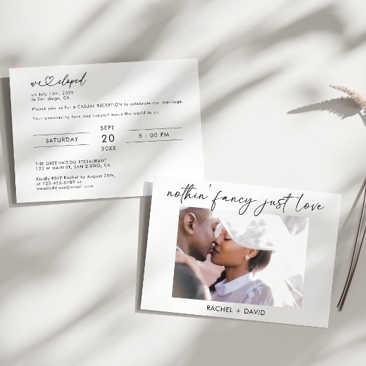 Elegante We Zijn Weggelopen Bericht van Trouwen Ui Kaart