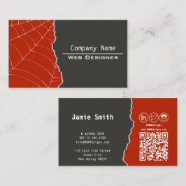 Elegante webdesigner grijs & rood visitekaartje
