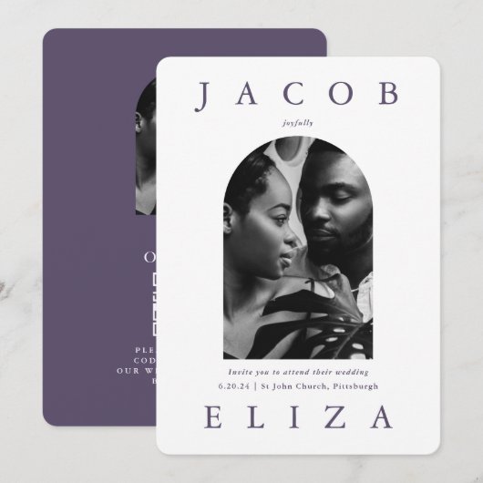 Elegante Wedding Arch RSVP Code Twee Foto Kaart (Voorkant / Achterkant)