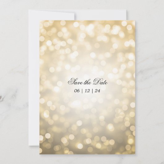 Elegante Wedding Bokeh Lights Romantisch Script Go Kaart (Achterkant)