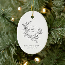 Elegante Wedding Crest gepersonaliseerde aandenken Keramisch Ornament