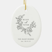 Elegante Wedding Crest gepersonaliseerde aandenken Keramisch Ornament (Achterkant)