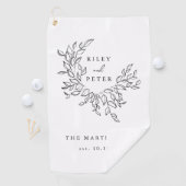 Elegante Wedding Crest Gepersonaliseerde Naam en J Golfhanddoek (Insitu)