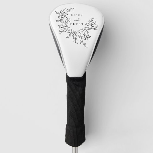 Elegante Wedding Crest Gepersonaliseerde Naam en J Golfheadcover (Voorkant)