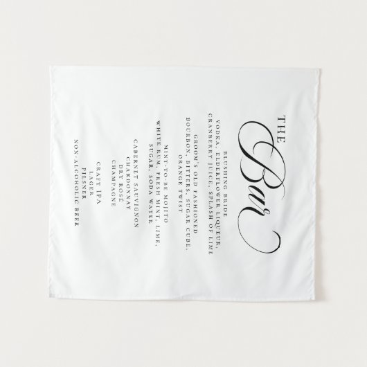 Elegante Wedding Event Bar Cocktail Menu Wandkleed (Voorkant (horizontaal))