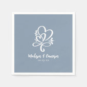 Elegante Wedding Hearts Kalligrafie Chic Dusty Blu Servet (Voorkant)
