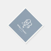 Elegante Wedding Hearts Kalligrafie Chic Dusty Blu Servet (Hoek)