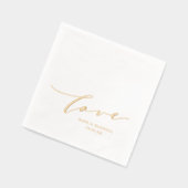 Elegante Wedding Love Script Namen & Trouwdatum Folie Servetten (Links)