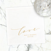 Elegante Wedding Love Script Namen & Trouwdatum Folie Servetten