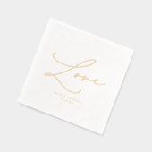 Elegante Wedding Love Script Namen & Trouwdatum Folie Servetten (Links)