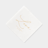 Elegante Wedding Love Script Namen & Trouwdatum Folie Servetten (Rechts)