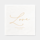 Elegante Wedding Love Script Namen & Trouwdatum Folie Servetten (Voorkant)