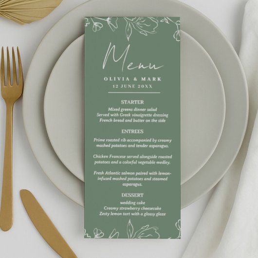 Elegante Wedding Menu Kaart Gepersonaliseerd met N