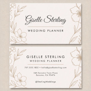 Elegante Wedding Planner Botanische Blush Zwart Visitekaartje