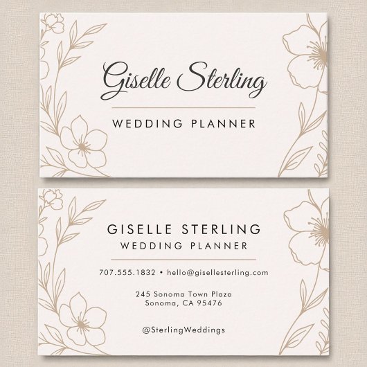 Elegante Wedding Planner Botanische Blush Zwart Visitekaartje